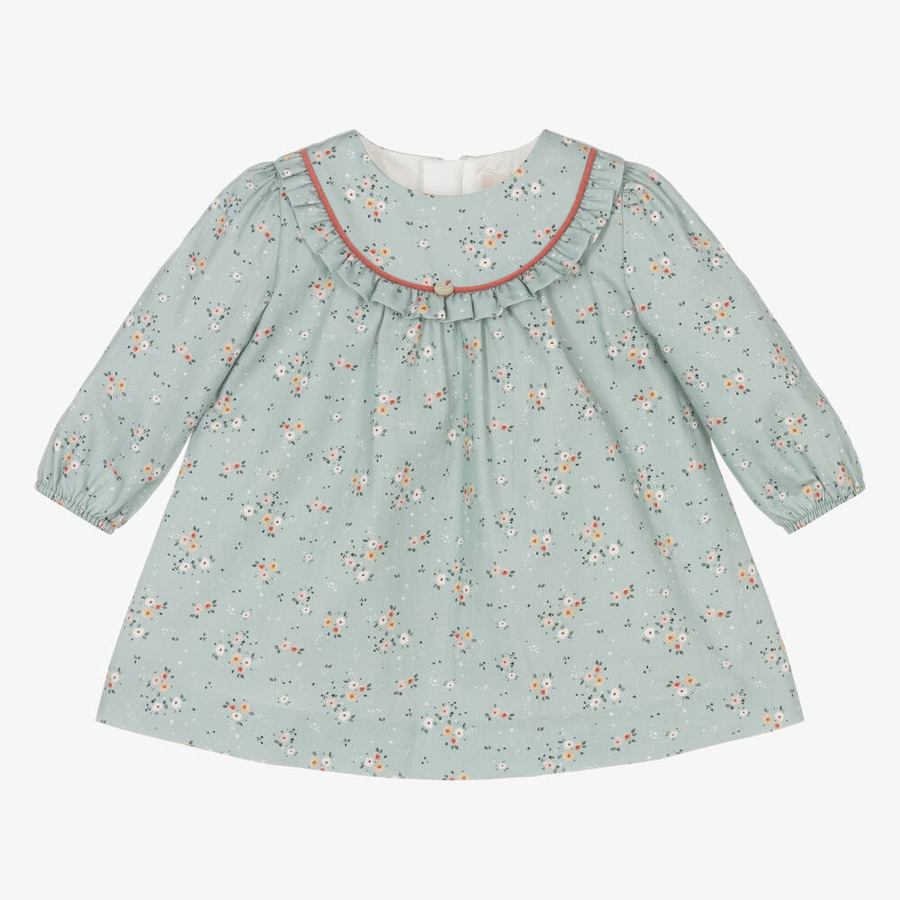 Pureté Du... Bébé - Robe bleue en coton à fleurs fille | Childrensalon