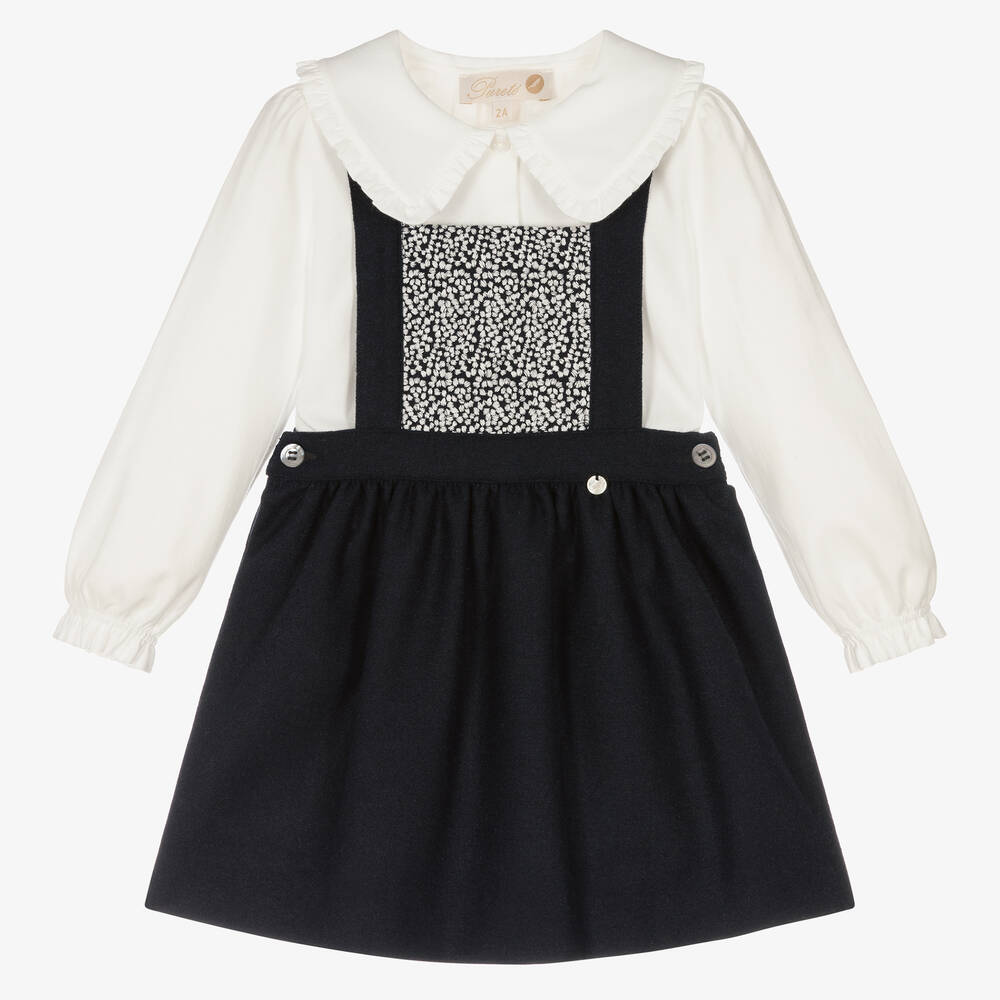 Pureté Du... Bébé-Girls Blue Pinafore Dress Set | Childrensalon Outlet