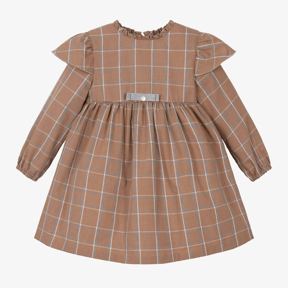 Pureté Du... Bébé-فستان قطن كاروهات لون بني أطفال بناتي | Childrensalon Outlet