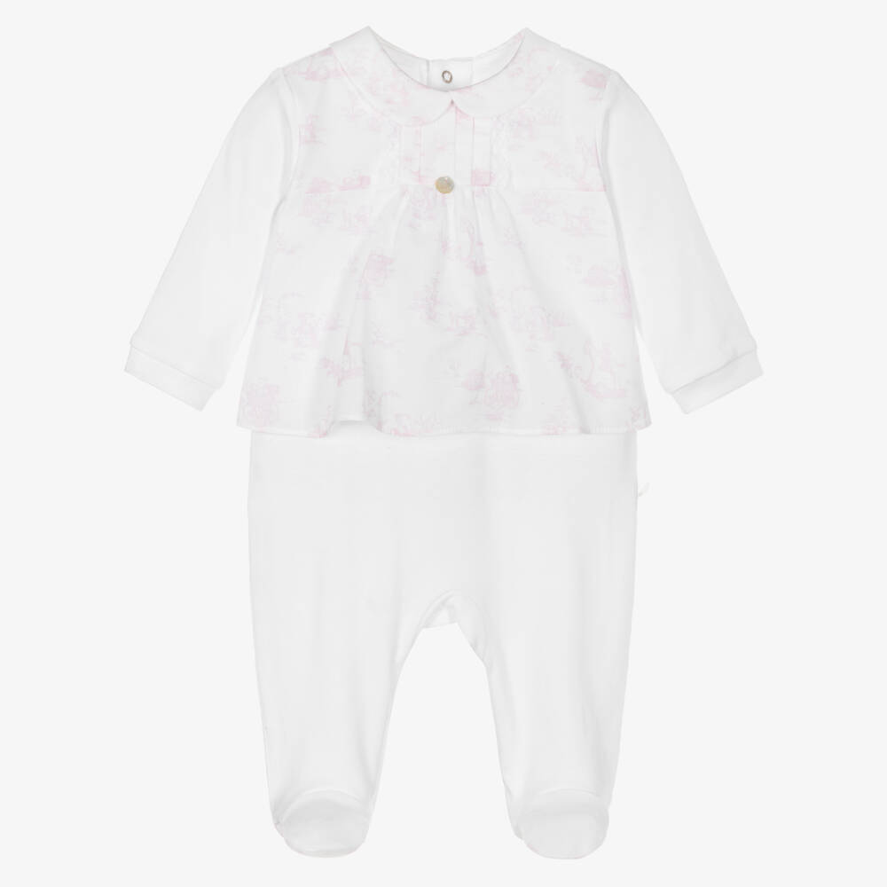 Pureté Du... Bébé-Girls Cotton Babygrow in Pink Toile | Childrensalon Outlet