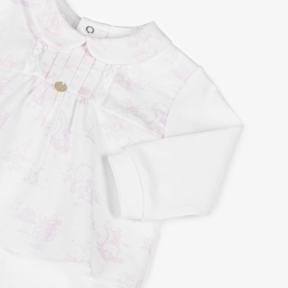 Pureté Du... Bébé-Girls Cotton Babygrow in Pink Toile | Childrensalon Outlet