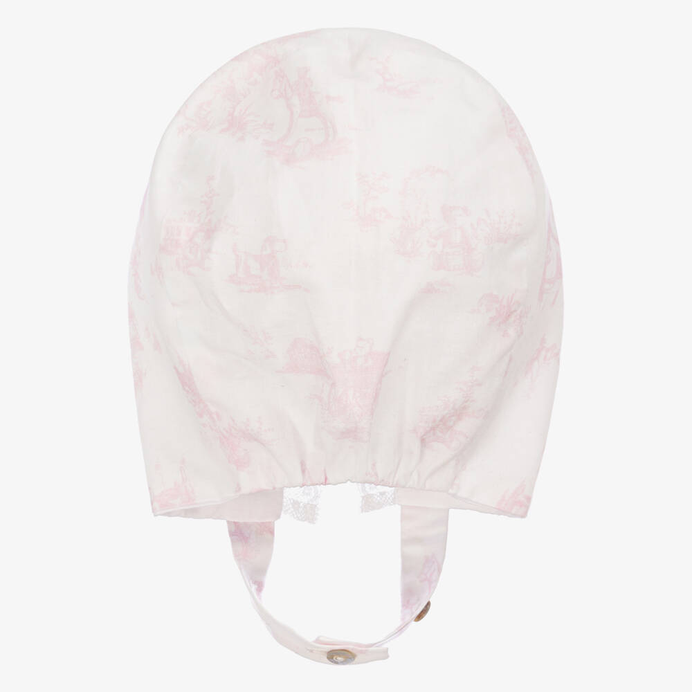 Pureté Du... Bébé-Girls Cotton Bonnet in Pink Toile | Childrensalon Outlet