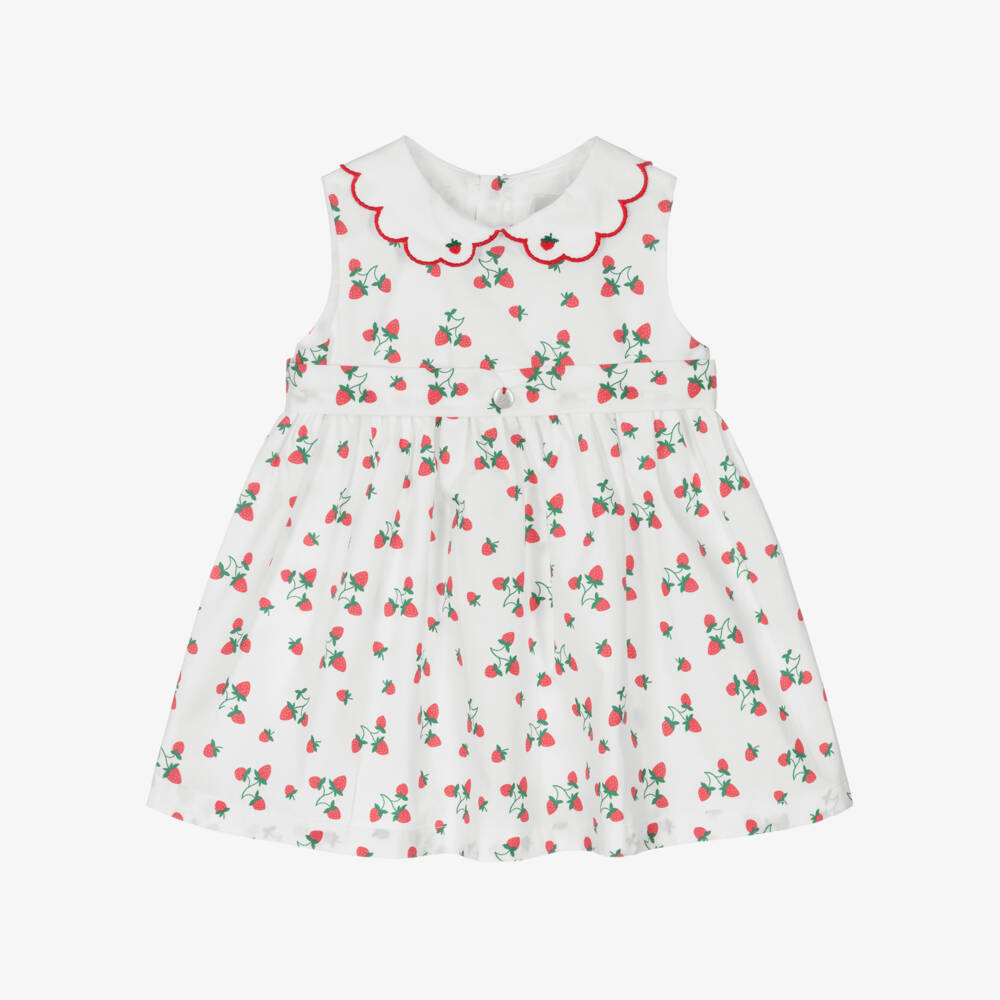 Pureté Du... Bébé-Girls Cotton Dress with Strawberries | Childrensalon Outlet