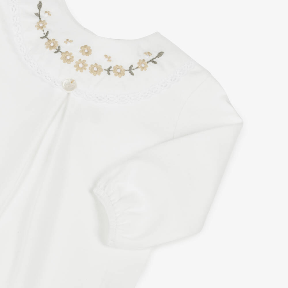 Pureté Du... Bébé-Girls Creamy Floral Cotton Romper | Childrensalon Outlet