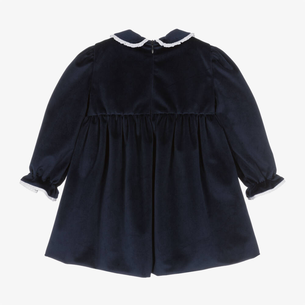 Pureté Du... Bébé-Girls Dark Blue Velour Dress | Childrensalon Outlet