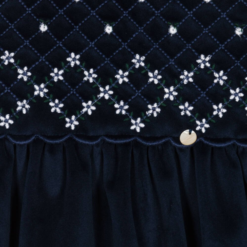 Pureté Du... Bébé-Girls Dark Blue Velour Dress | Childrensalon Outlet