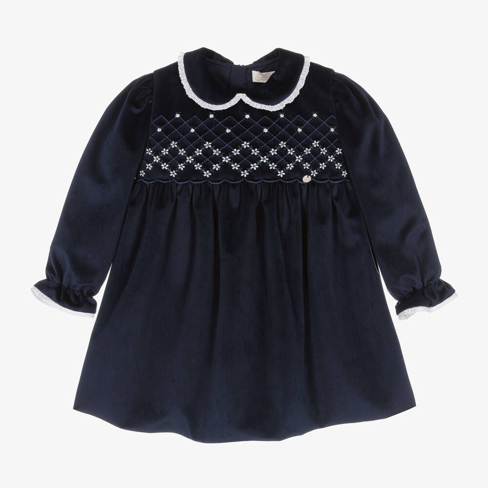 Pureté Du... Bébé-Girls Dark Blue Velour Dress | Childrensalon Outlet