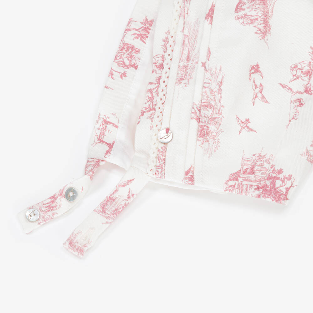 Pureté Du... Bébé-Girls' Delicate Pink Toile Bonnet | Childrensalon Outlet