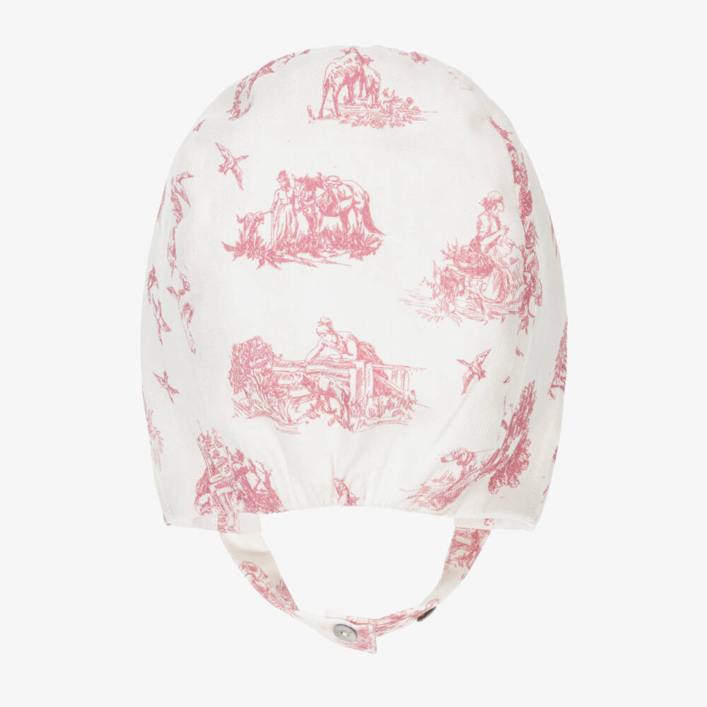 Pureté Du... Bébé-Girls' Delicate Pink Toile Bonnet | Childrensalon Outlet