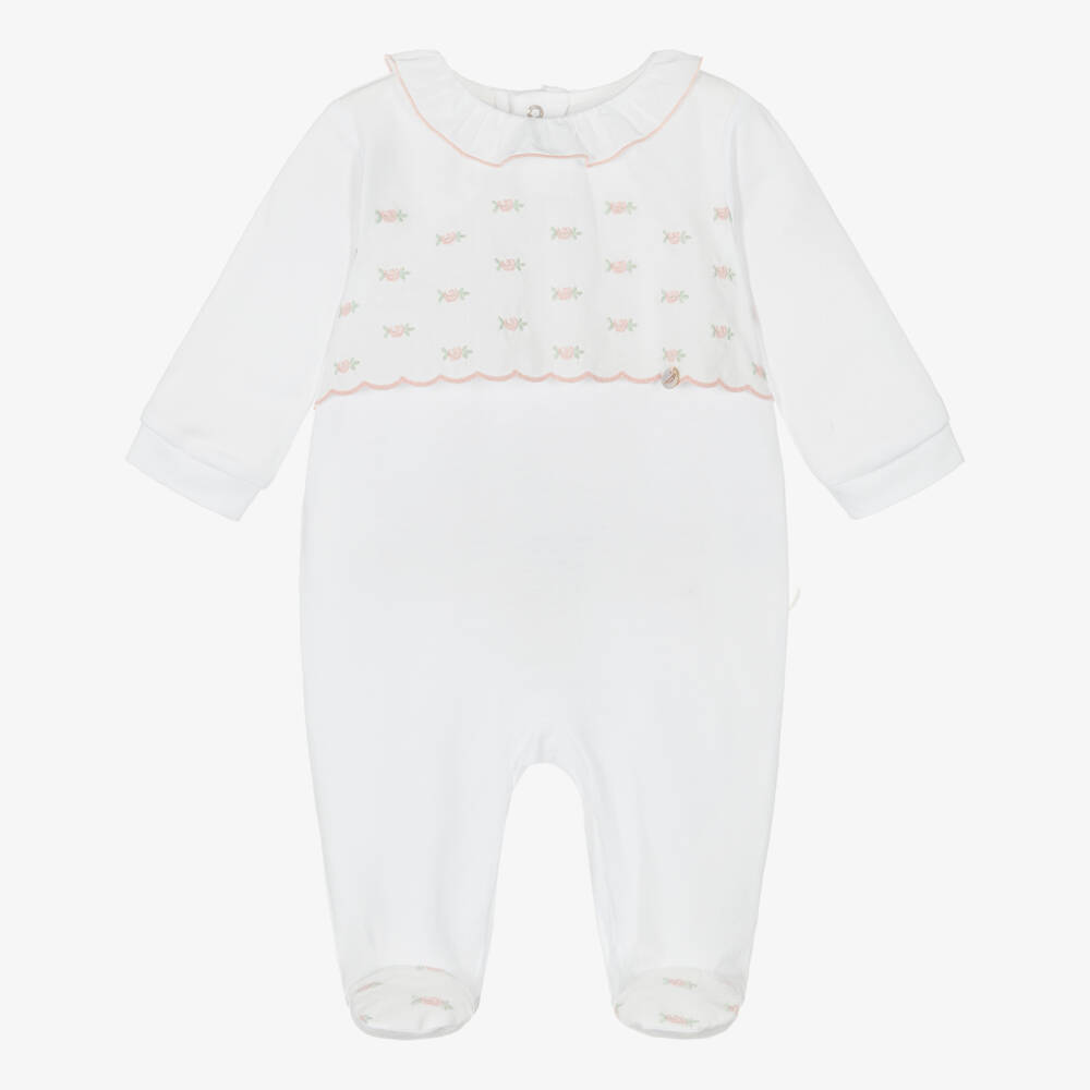 Pureté Du... Bébé-Girls Delicate Rosebud Cotton Babygrow | Childrensalon Outlet