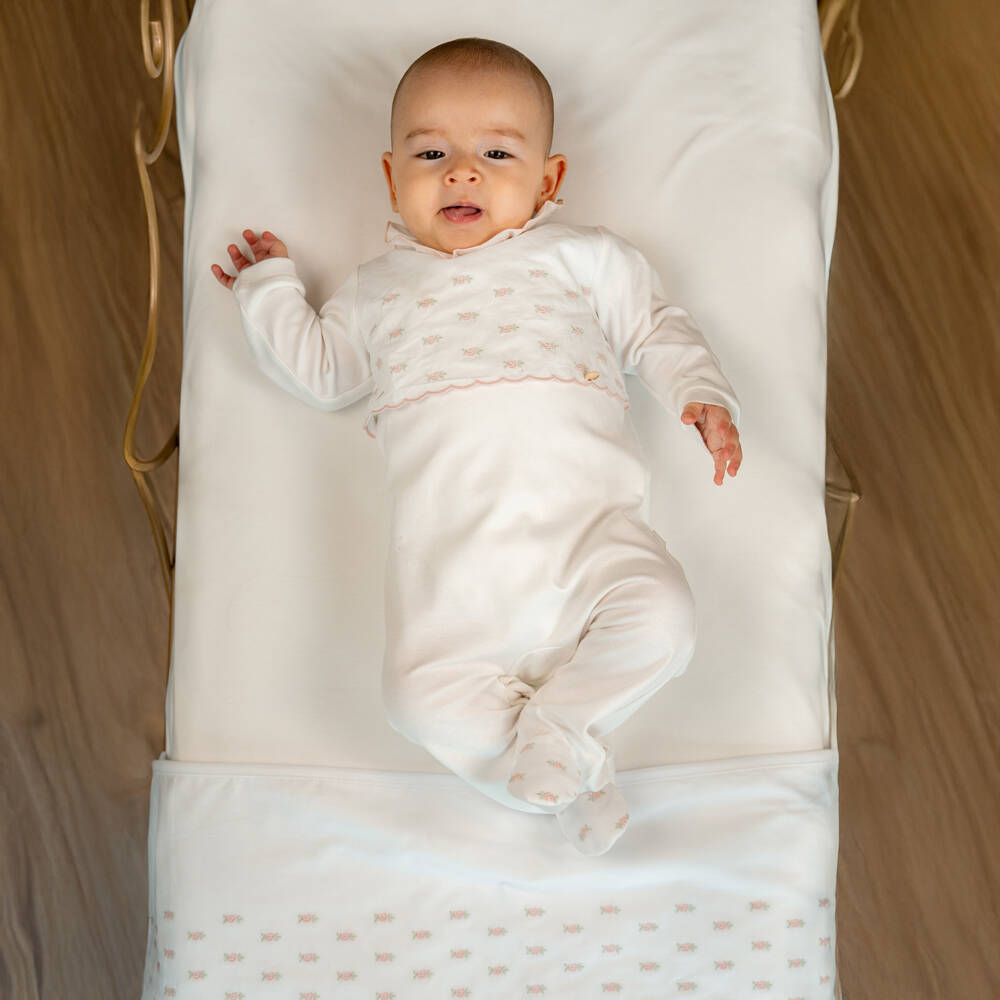 Pureté Du... Bébé-Girls Delicate Rosebud Cotton Babygrow | Childrensalon Outlet