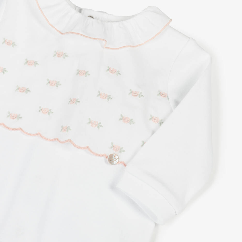 Pureté Du... Bébé-Girls Delicate Rosebud Cotton Babygrow | Childrensalon Outlet