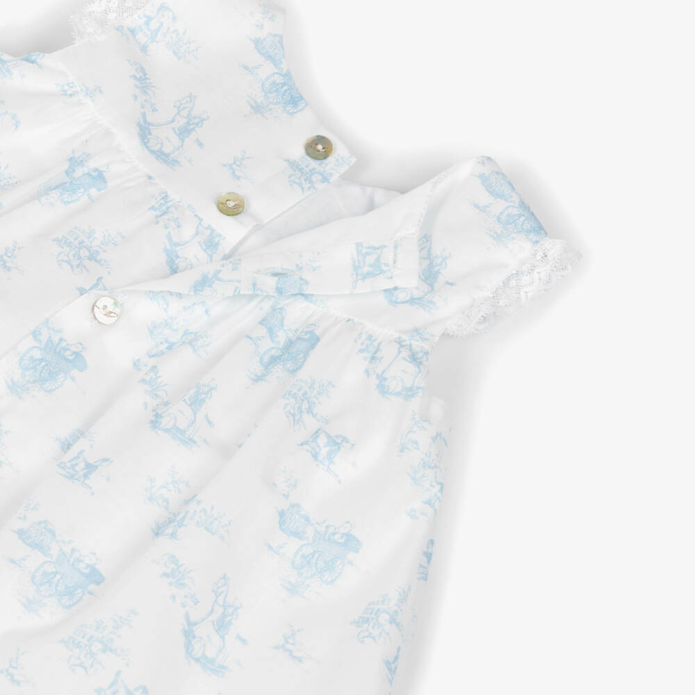 Pureté Du... Bébé-Girls Elegant Blue Toile Dress | Childrensalon Outlet