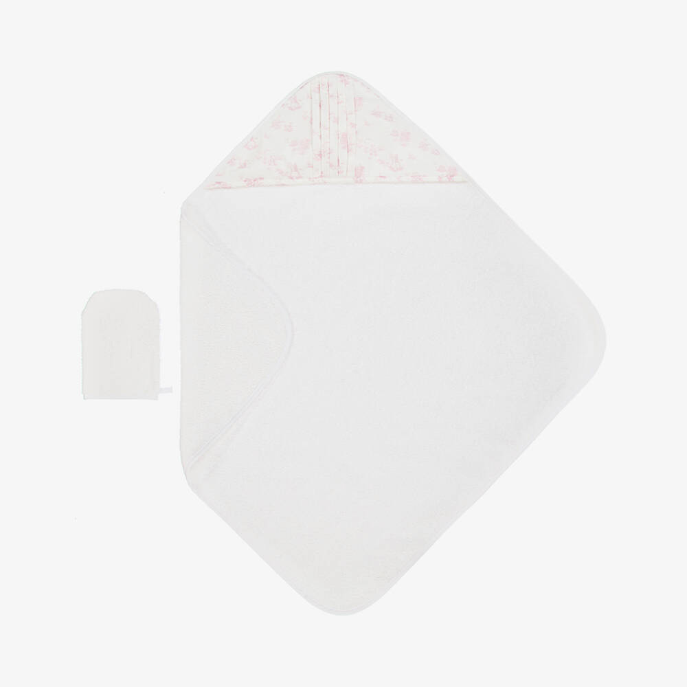 Pureté Du... Bébé-Girls Elegant Toile Bath Towel Set | Childrensalon Outlet