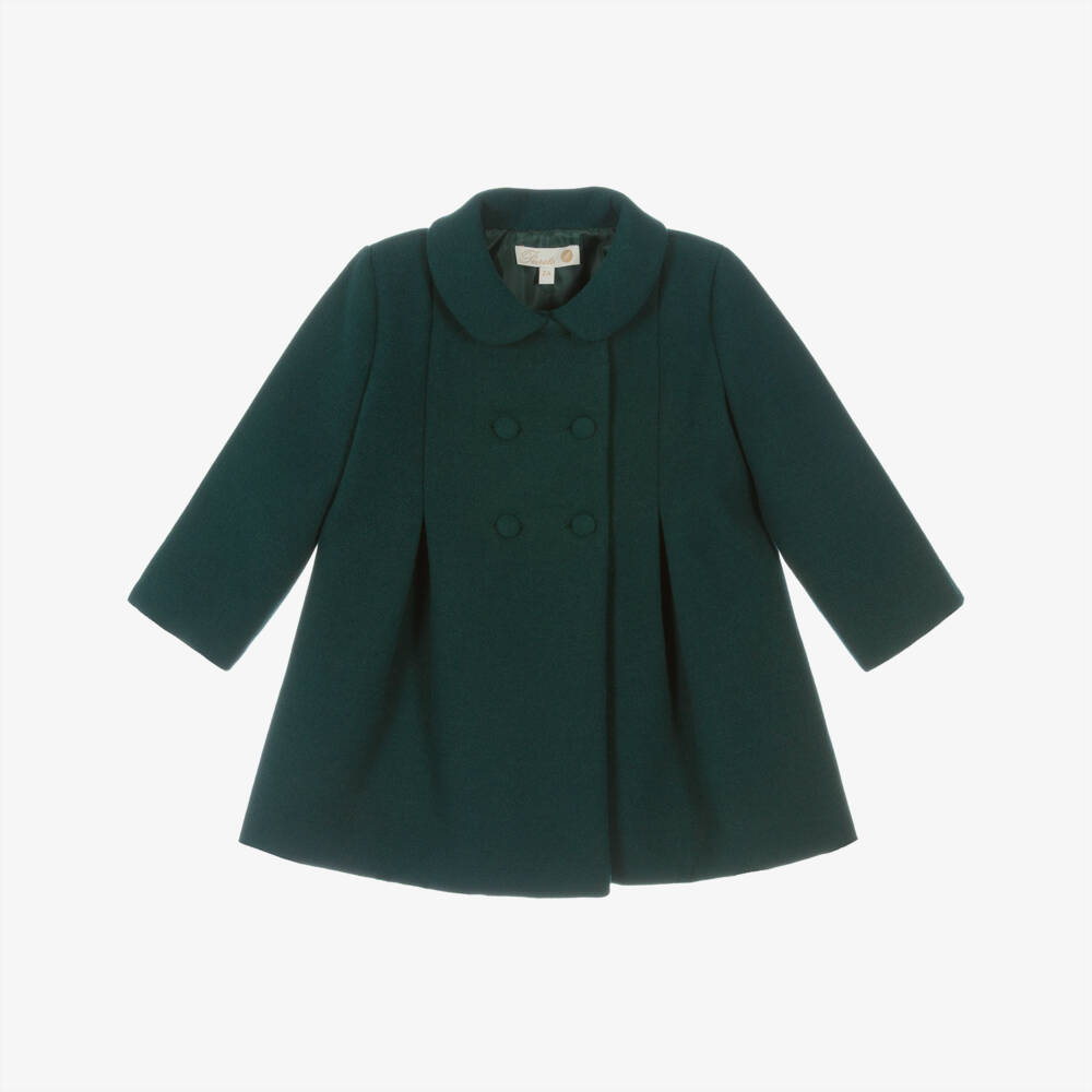 Pureté Du... Bébé-Girls Green Double-Breasted Coat | Childrensalon Outlet