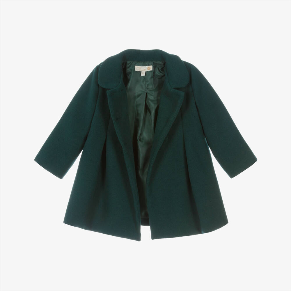 Pureté Du... Bébé-Girls Green Double-Breasted Coat | Childrensalon Outlet