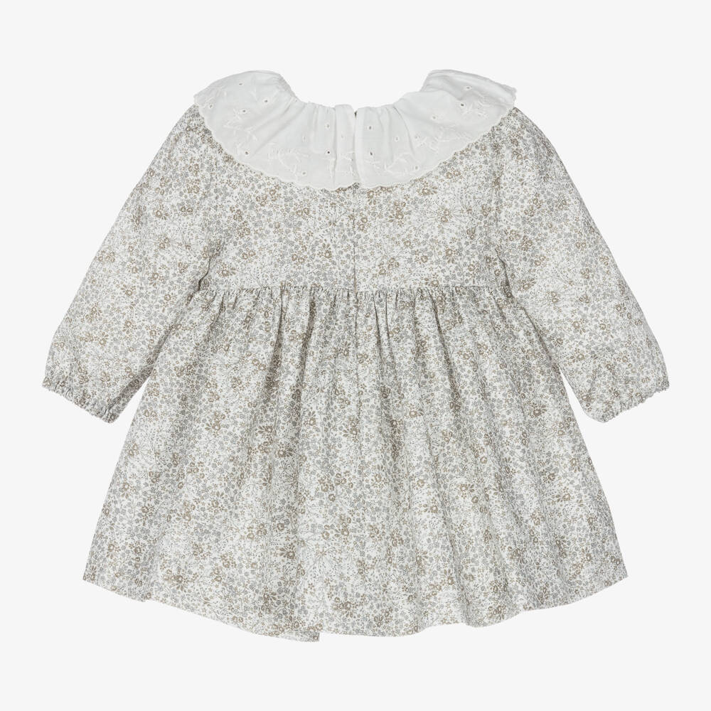 Pureté Du... Bébé-فستان بطبعة ورود قطن لون أخضر | Childrensalon Outlet