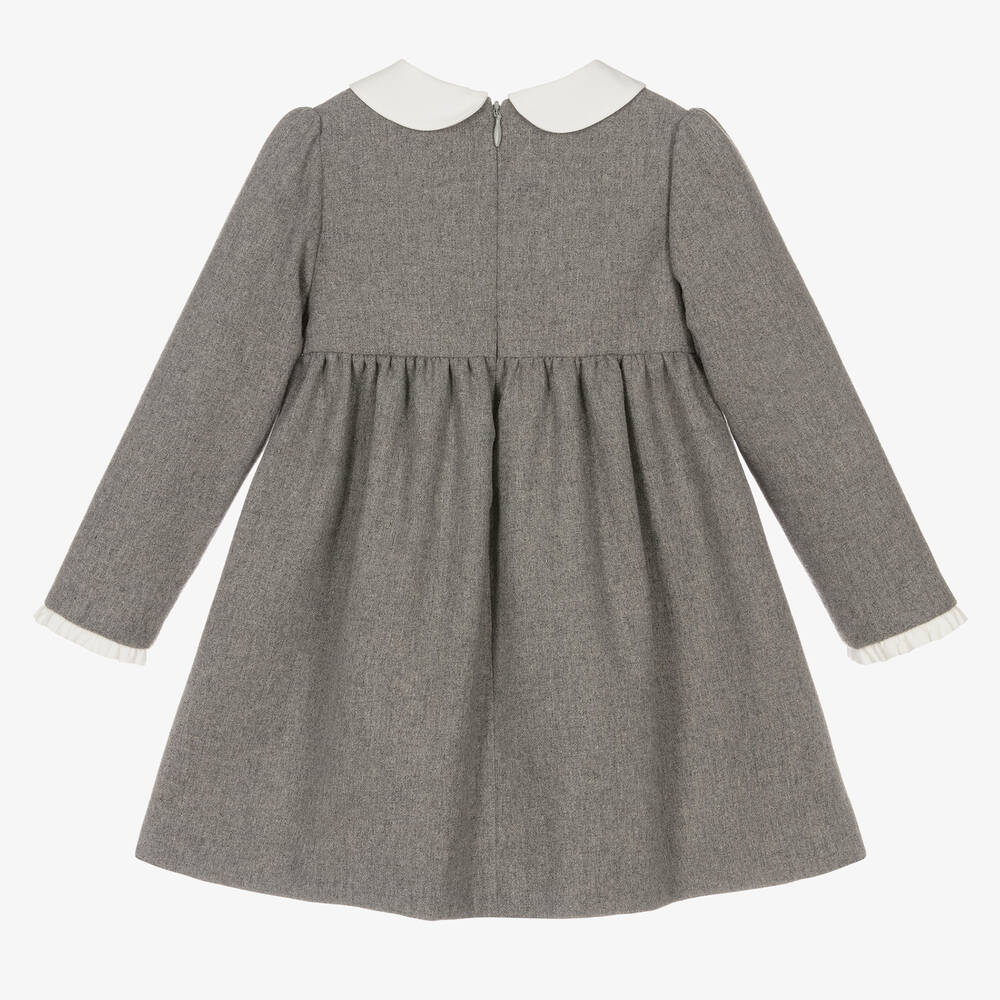 Pureté Du... Bébé-فستان أطفال بناتي مزيج صوف لون رمادي | Childrensalon Outlet