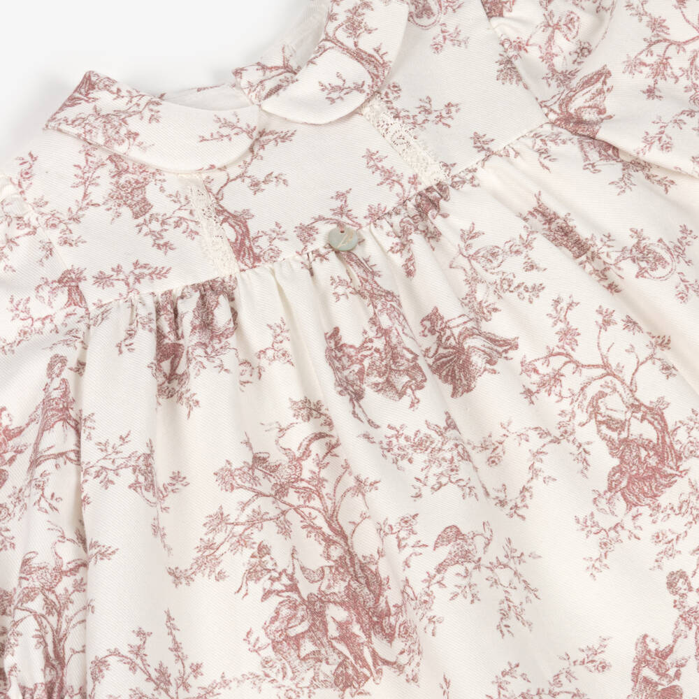 Pureté Du... Bébé-Girls Ivory and Pink Toile Dress | Childrensalon Outlet