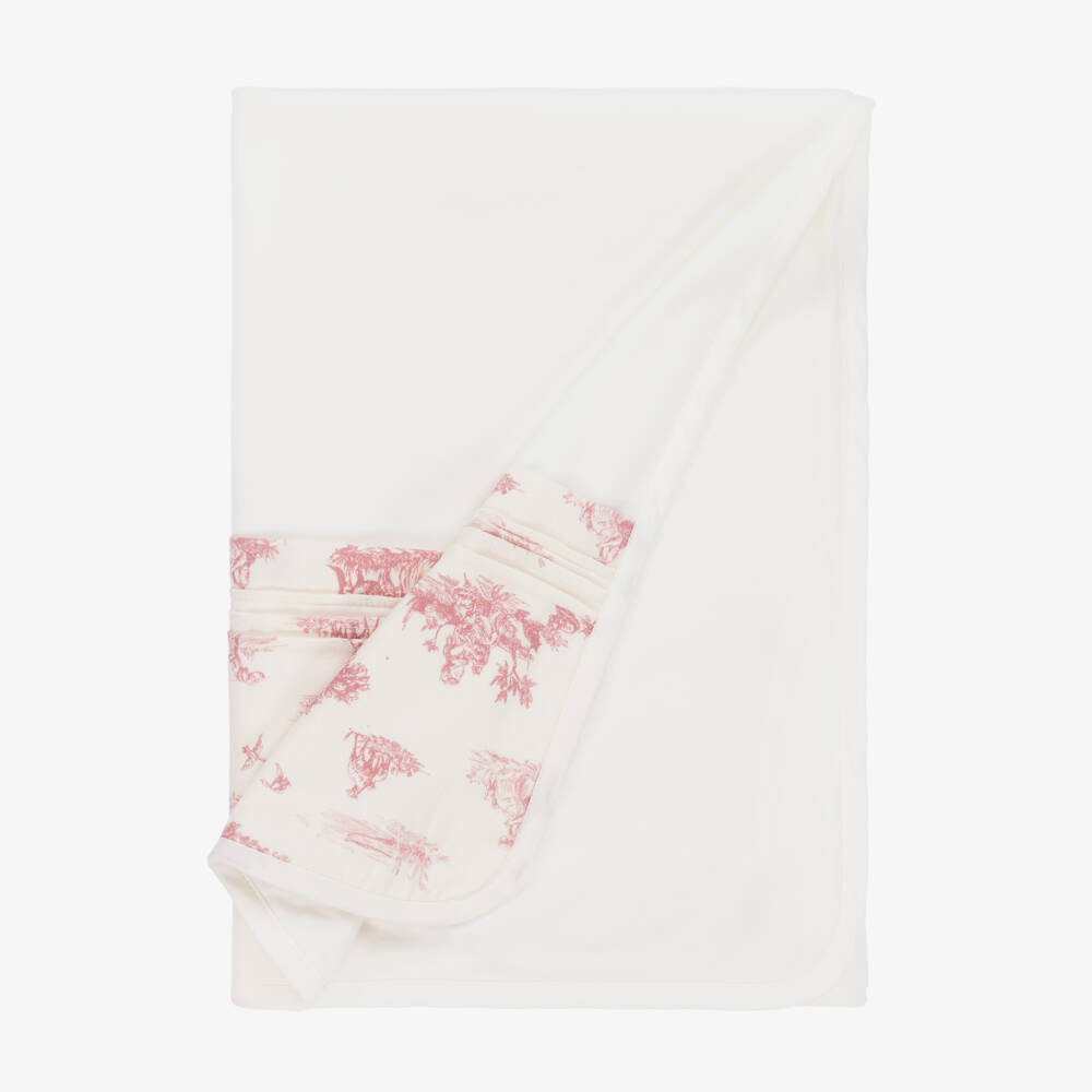 Pureté Du... Bébé-Girls Ivory and Pink Velour Blanket | Childrensalon Outlet