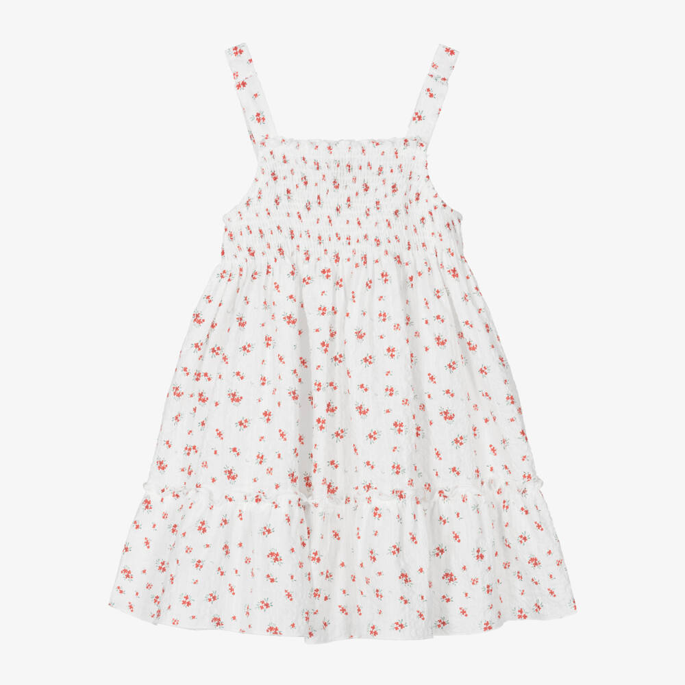 Pureté Du... Bébé-Girls Ivory Cotton Floral Frock | Childrensalon Outlet