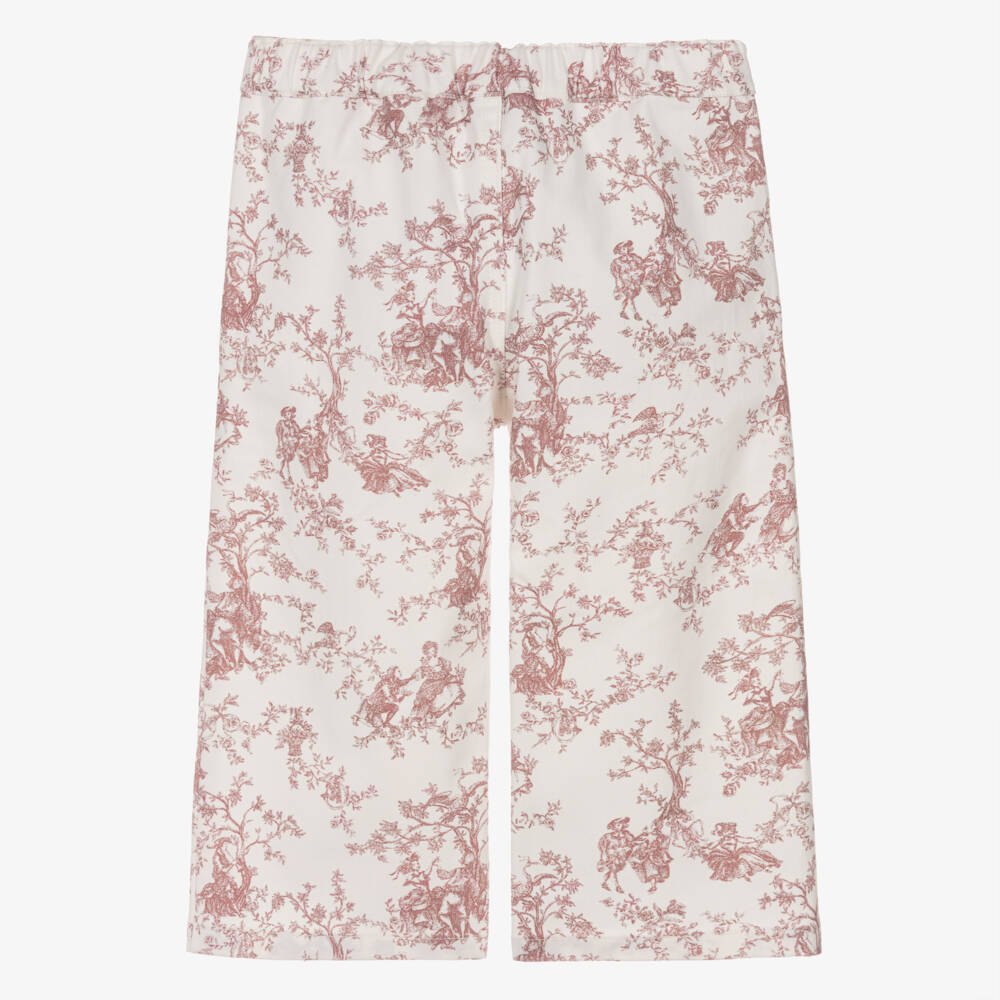 Pureté Du... Bébé-Girls Ivory Cotton & Pink Toile De Jouy Trousers | Childrensalon Outlet