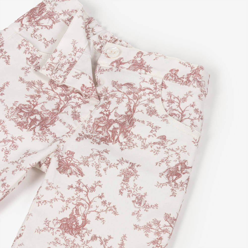 Pureté Du... Bébé-Girls Ivory Cotton & Pink Toile De Jouy Trousers | Childrensalon Outlet