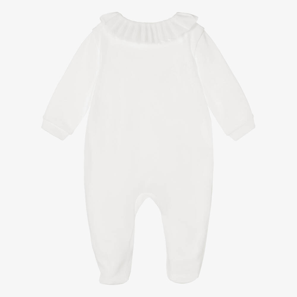 Pureté Du... Bébé-Girls Ivory Cotton Pleat Collar Babygrow | Childrensalon Outlet