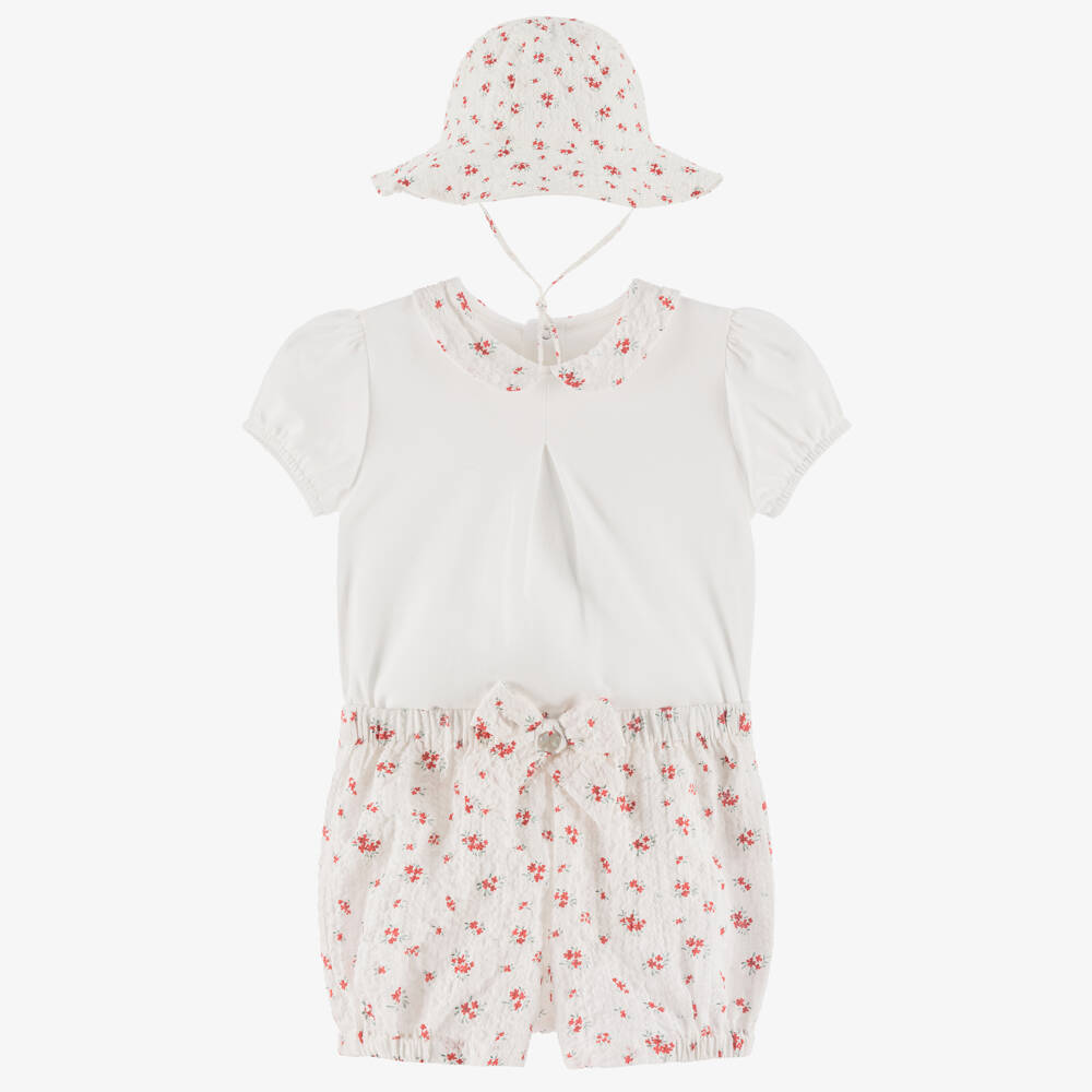 Pureté Du... Bébé-Кремовый и малиновый цветочный ансамбль для девочек | Childrensalon Outlet