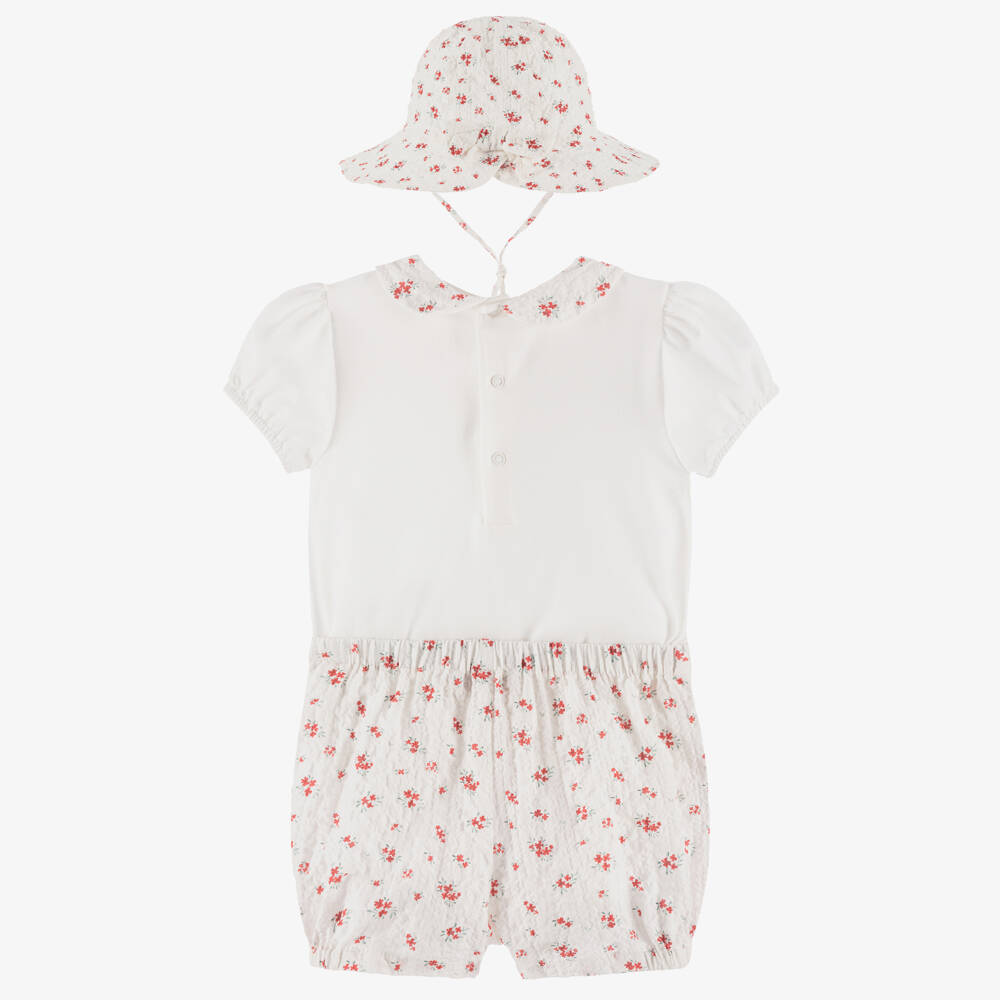 Pureté Du... Bébé-Girls Ivory & Crimson Floral Ensemble | Childrensalon Outlet