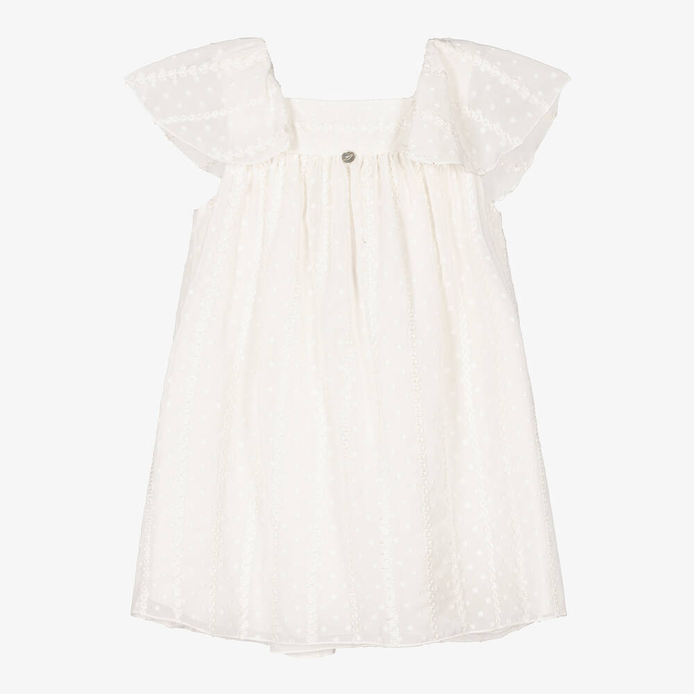 Pureté Du... Bébé - Girls Ivory Embroidered Chiffon Dress | Childrensalon