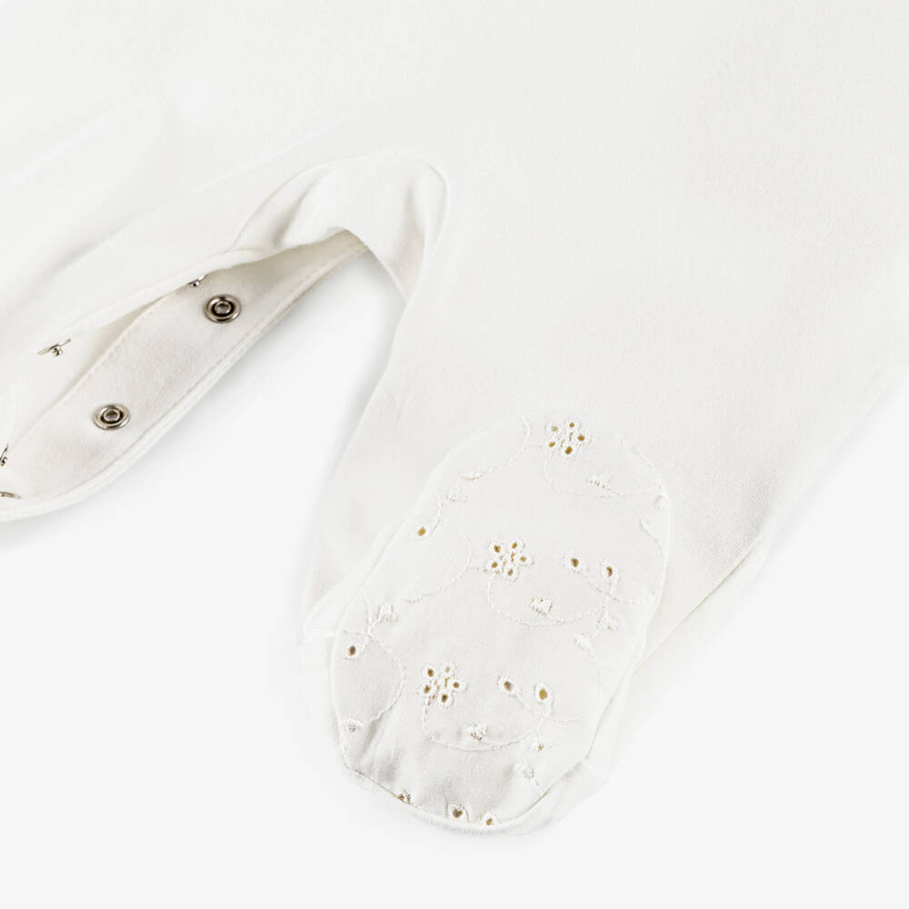 Pureté Du... Bébé-Girls Ivory Embroidered Cotton Sleepsuit | Childrensalon Outlet