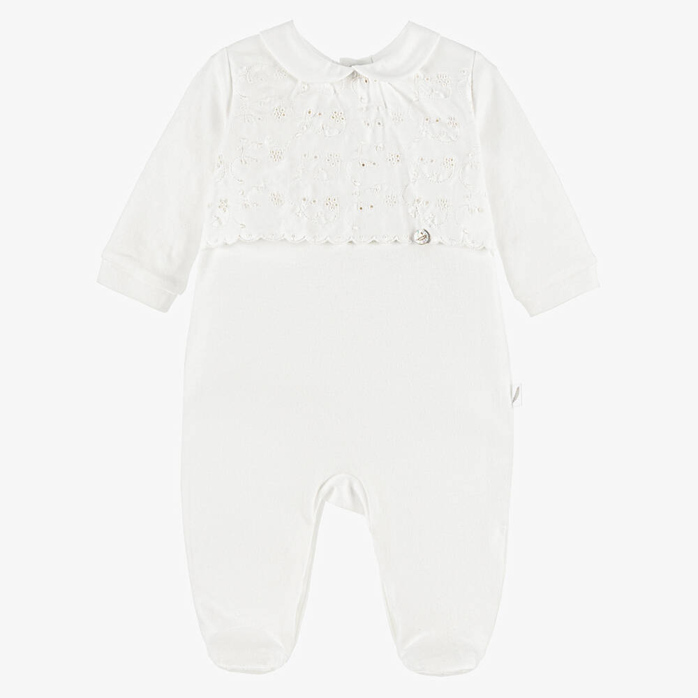 Pureté Du... Bébé-Girls Ivory Embroidered Cotton Sleepsuit | Childrensalon Outlet