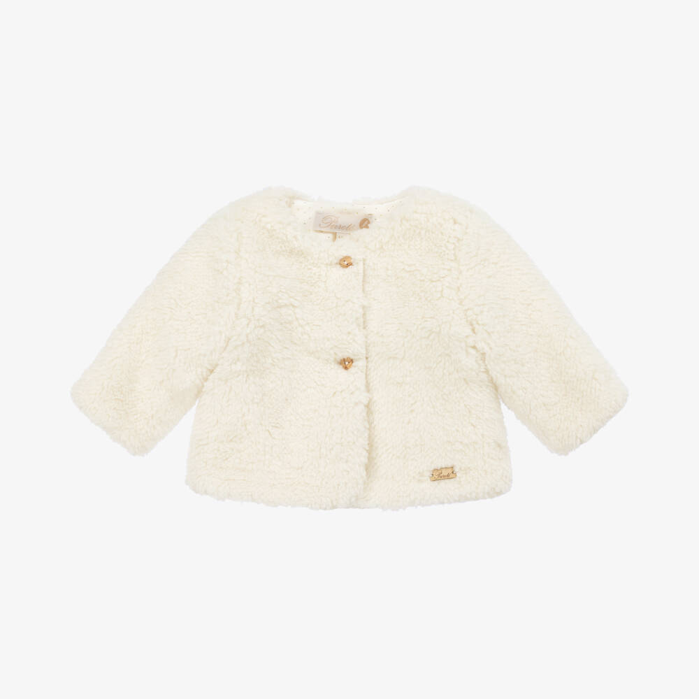 Pureté Du... Bébé-Girls Ivory Fleece Pram Jacket | Childrensalon Outlet