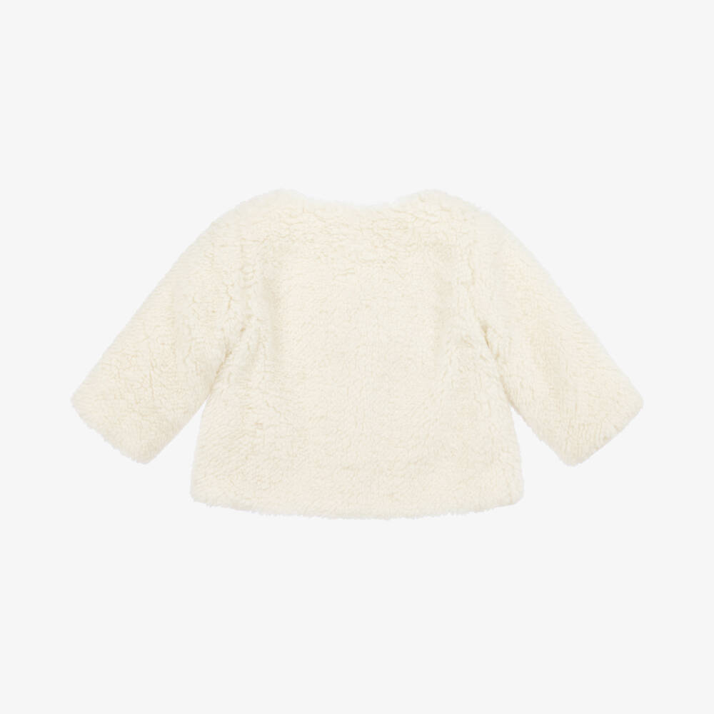 Pureté Du... Bébé-Girls Ivory Fleece Pram Jacket | Childrensalon Outlet