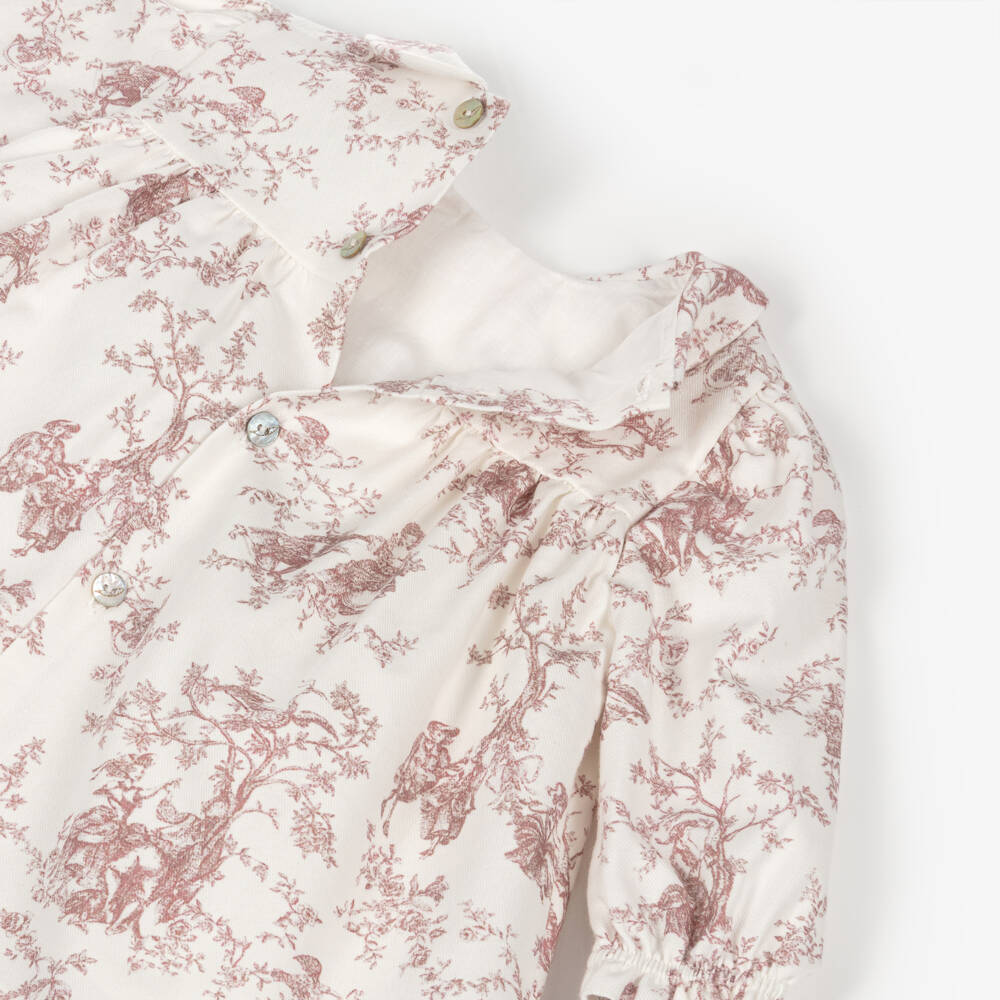 Pureté Du... Bébé-Платье кремовое и розовое с узором для девочек | Childrensalon Outlet