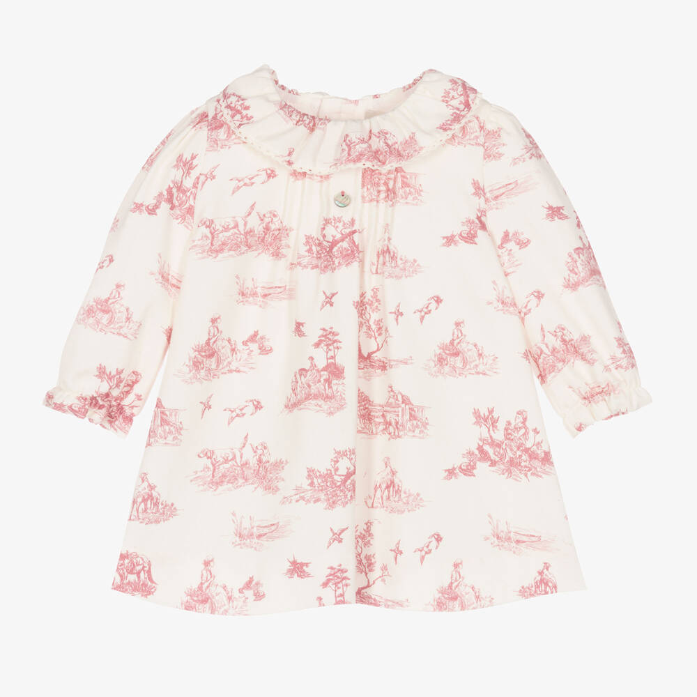 Pureté Du... Bébé-Girls Ivory & Pink Patterned Dress | Childrensalon Outlet