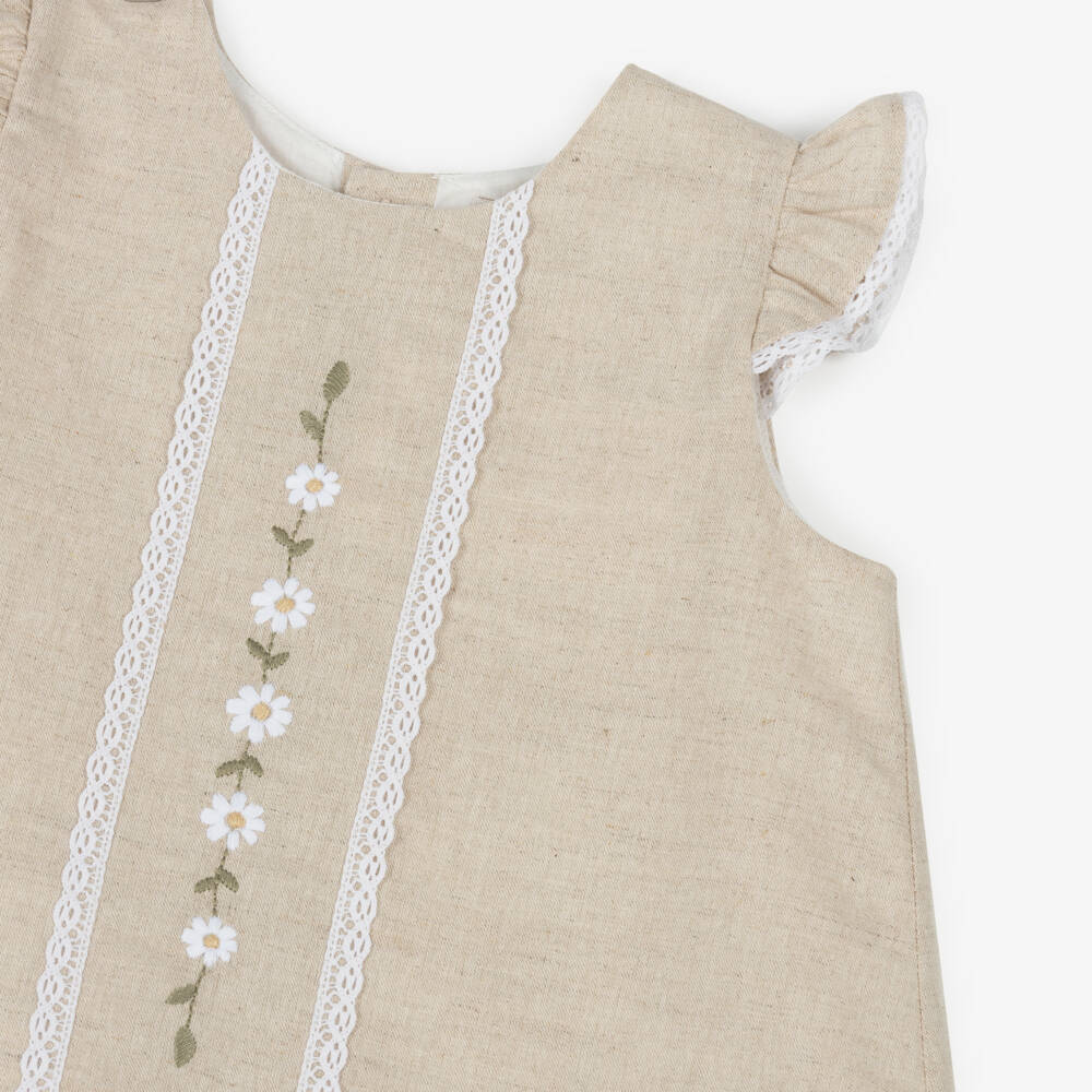 Pureté Du... Bébé-Girls Natural Linen Floral Shift | Childrensalon Outlet