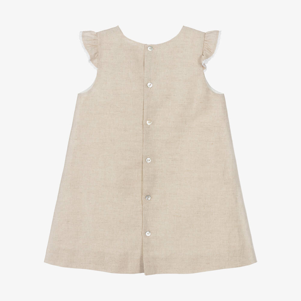 Pureté Du... Bébé-Girls Natural Linen Floral Shift | Childrensalon Outlet