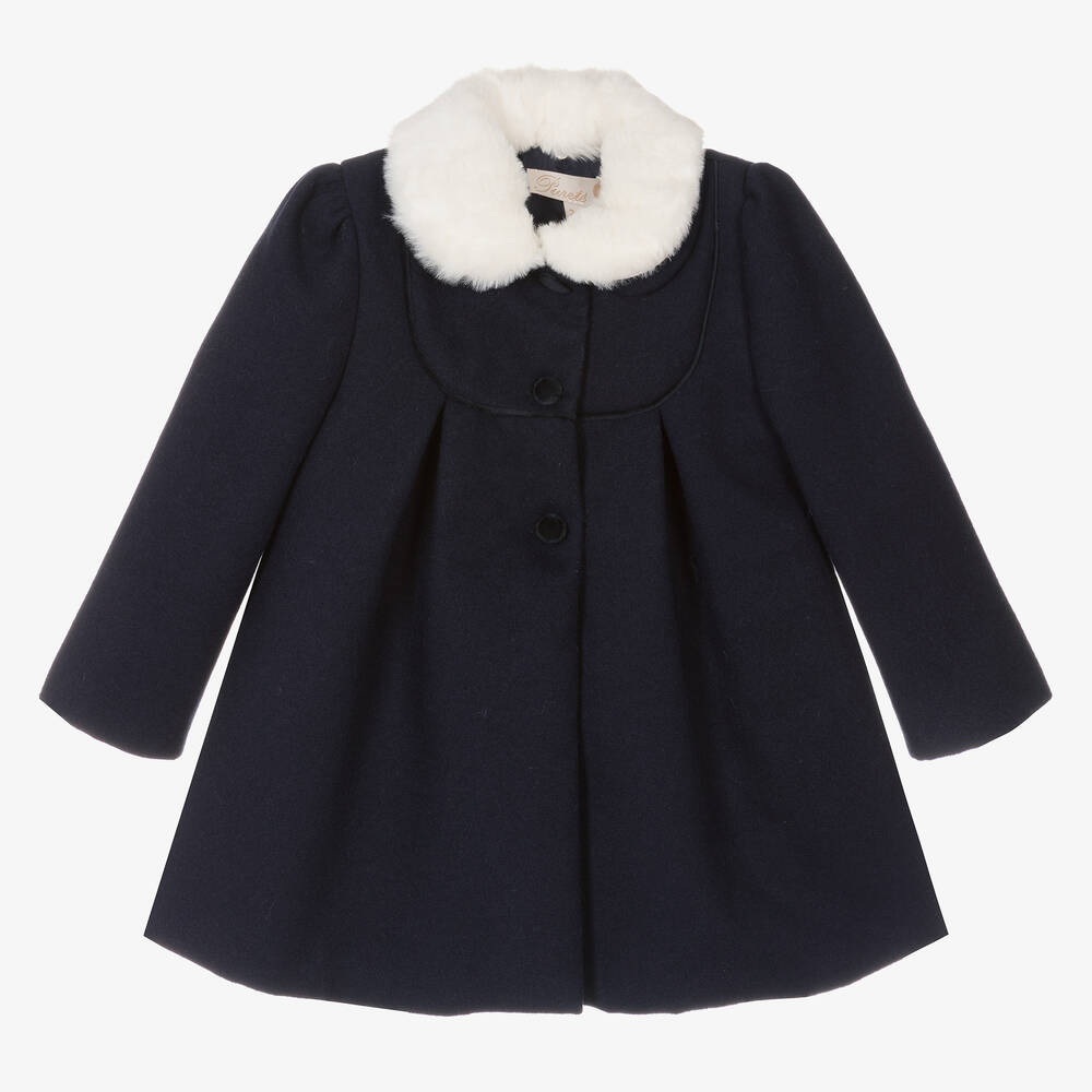 Pureté Du... Bébé - Girls Navy Blue Traditional Coat | Childrensalon