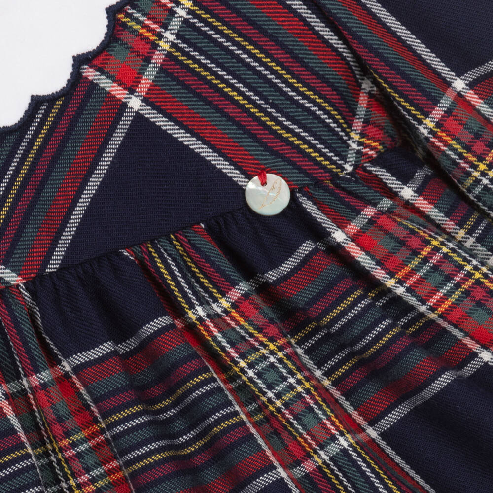 Pureté Du... Bébé-Girls Navy Tartan Cotton Frock | Childrensalon Outlet