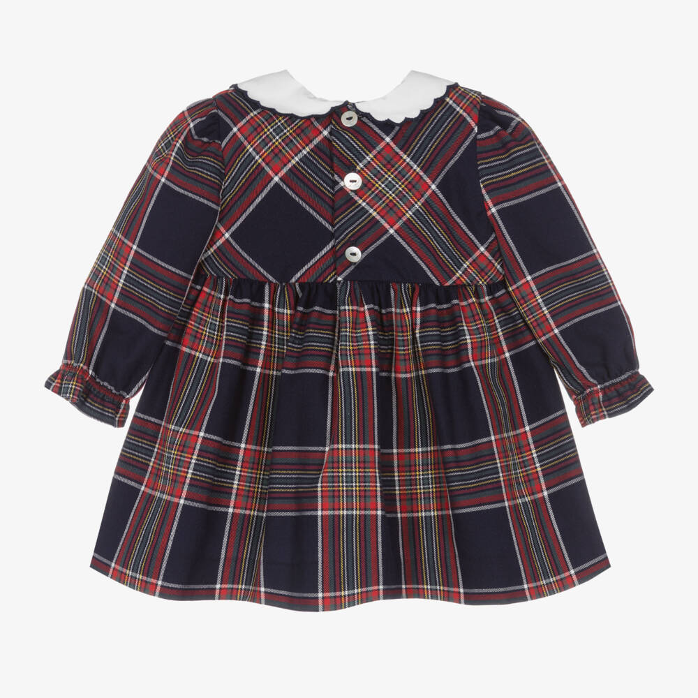 Pureté Du... Bébé-Girls Navy Tartan Cotton Frock | Childrensalon Outlet