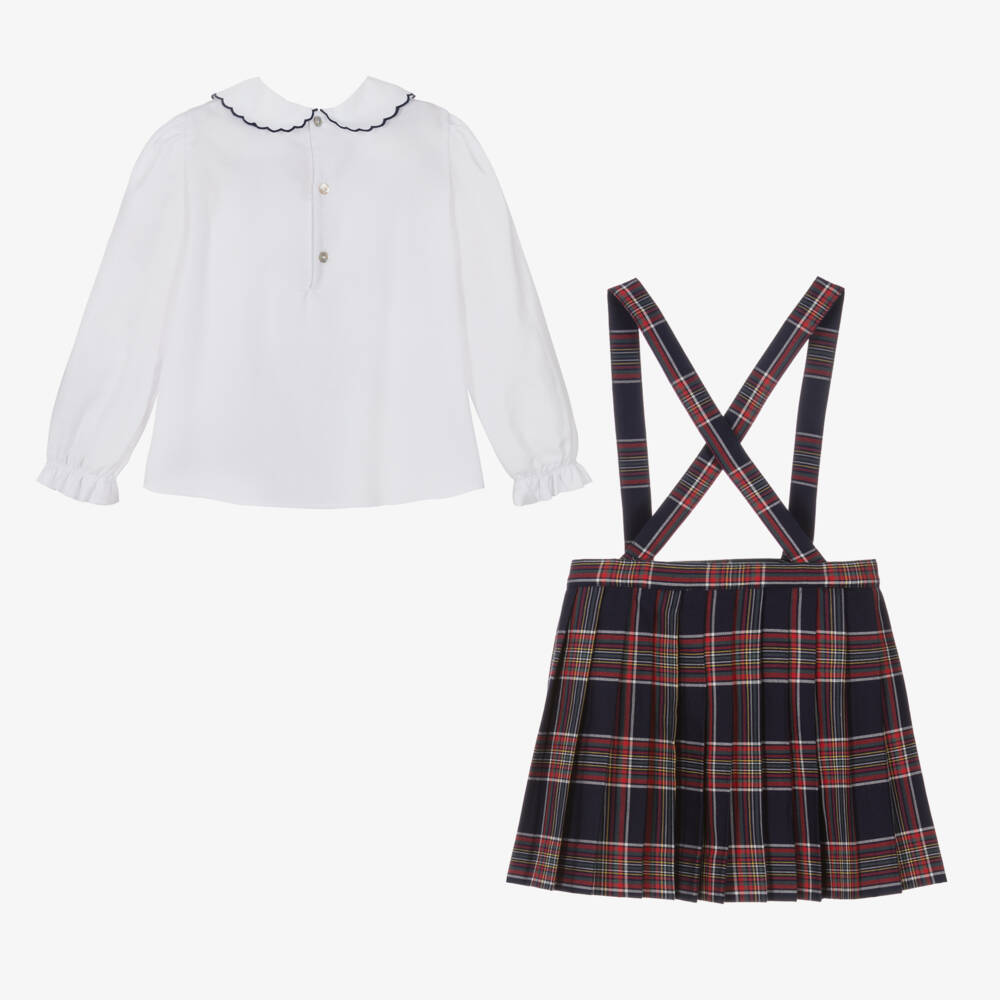 Pureté Du... Bébé-Girls Navy Tartan Skirt Ensemble | Childrensalon Outlet
