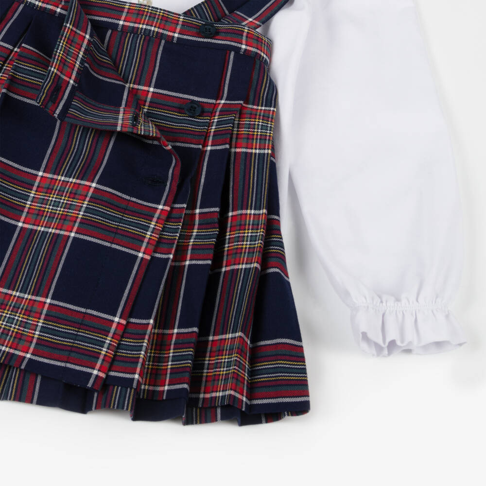 Pureté Du... Bébé-Girls Navy Tartan Skirt Ensemble | Childrensalon Outlet