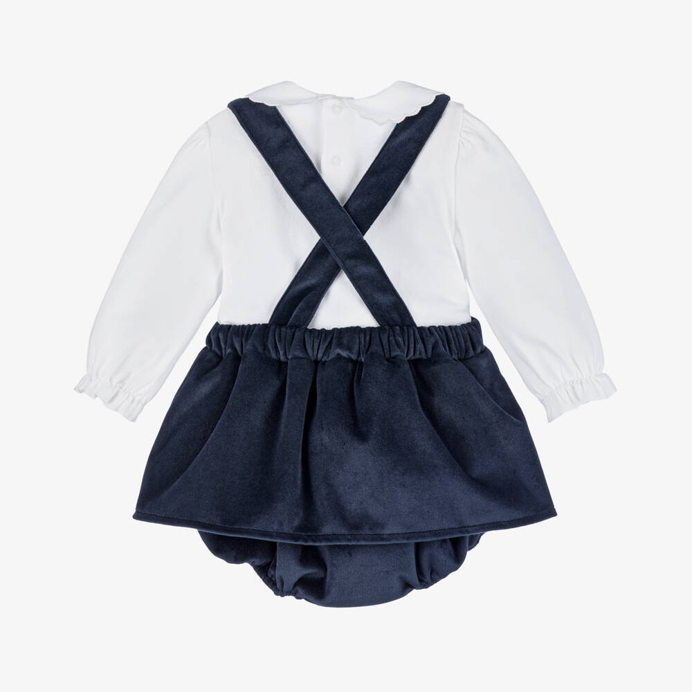 Pureté Du... Bébé-Girls Navy Velvet Skirt Outfit | Childrensalon Outlet