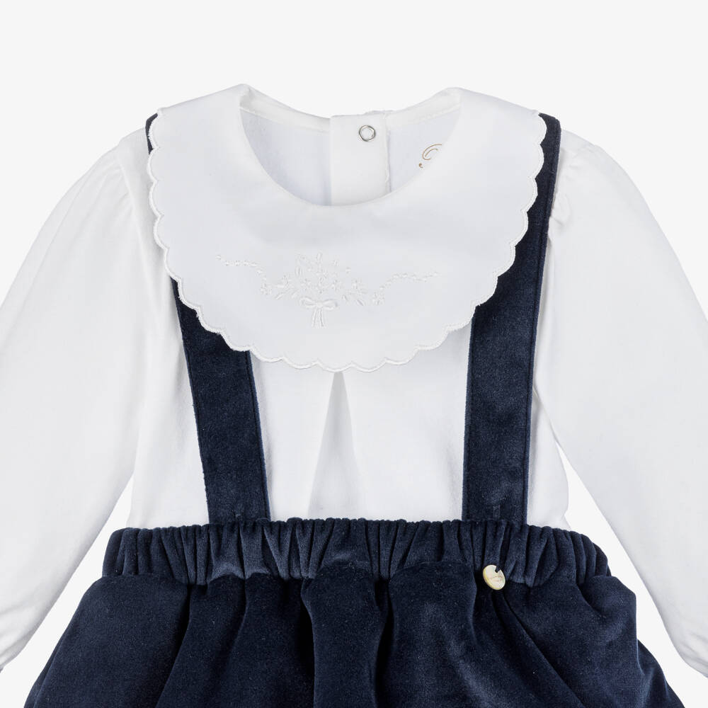 Pureté Du... Bébé-Girls Navy Velvet Skirt Outfit | Childrensalon Outlet
