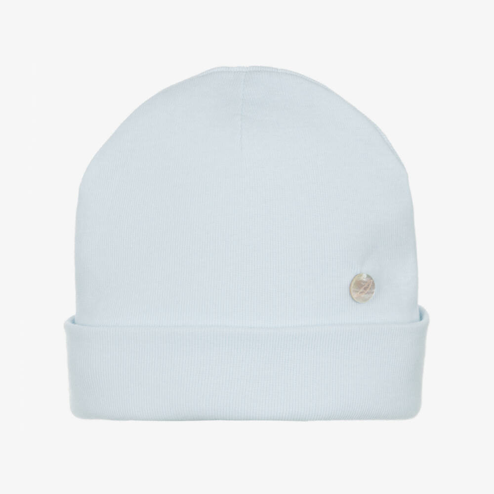 Pureté Du... Bébé-Girls Pale Blue Cotton Layette Hat | Childrensalon Outlet