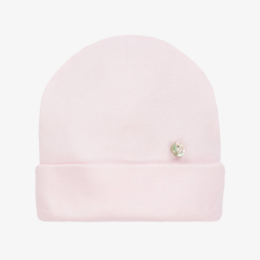 Pureté Du... Bébé-Girls Pale Pink Cotton Layette Hat | Childrensalon Outlet