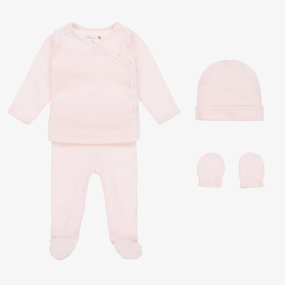 Pureté Du... Bébé - Girls Pink Cotton 2 Piece Babygrow Set | Childrensalon