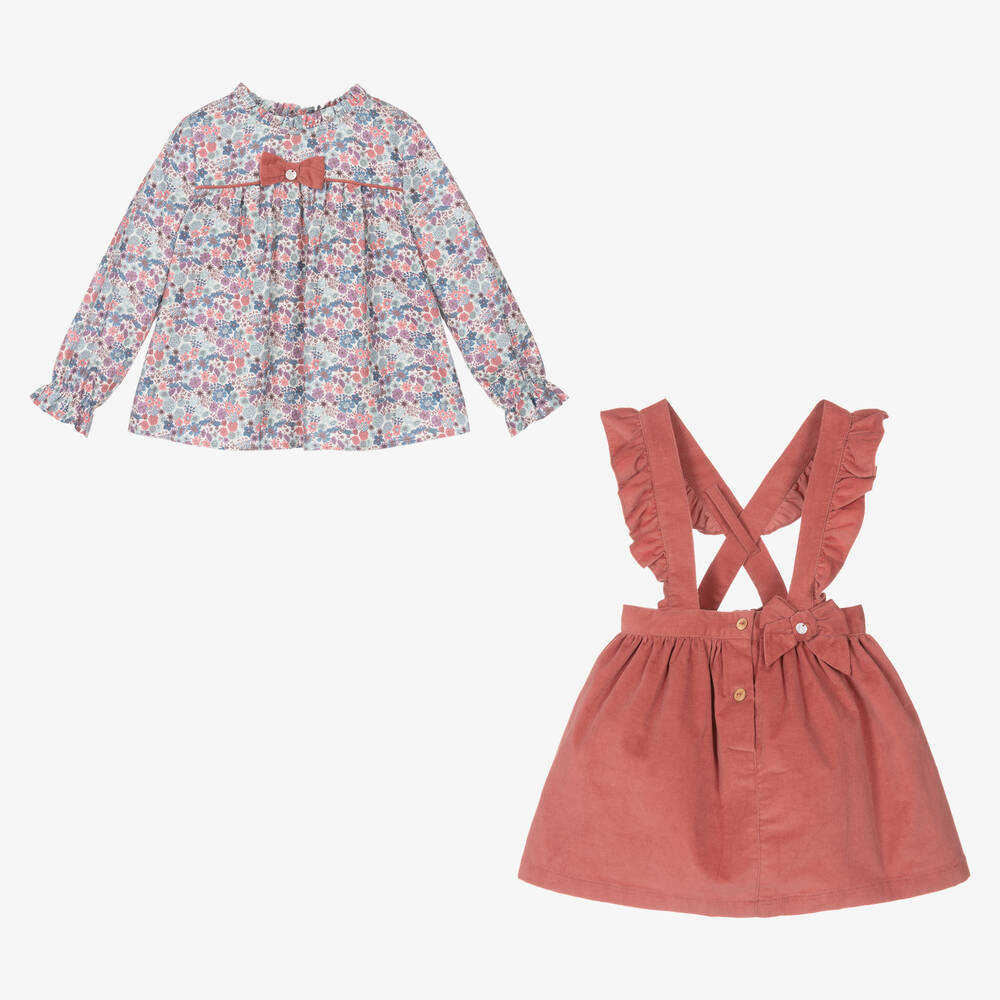 بيوريتي دو بيبي-طقم تنورة قطن كوردروي لون زهري | Childrensalon Outlet